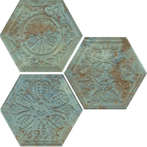Apavisa – Carrelage effet métal zinc hexagone vert 29x25cm – Épaisseur 0,74cm – Pour intérieur et extérieur – Boîte de 0,94m²