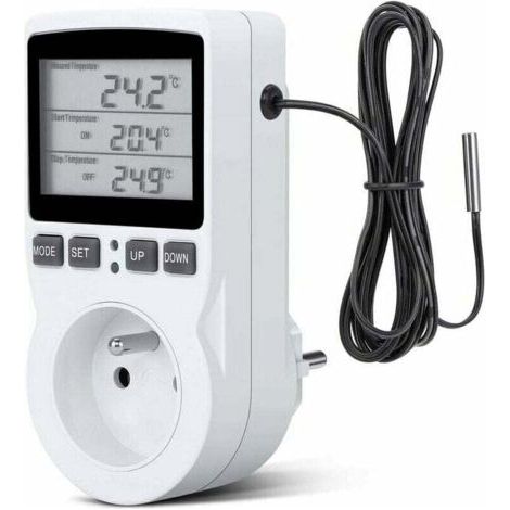 Prise Thermostat, Prise Minuteur Digital, Prise Programmable Digitale avec Sonde, Minuterie Numérique Programmable, Prise Thermostat chauffage pour Serre, Aquarium (1/5)