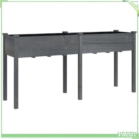 Jardinière - FAFEICY - 364238 - Gris - Bois sapin massif - 161 x 45 x 76 cm (1/5)