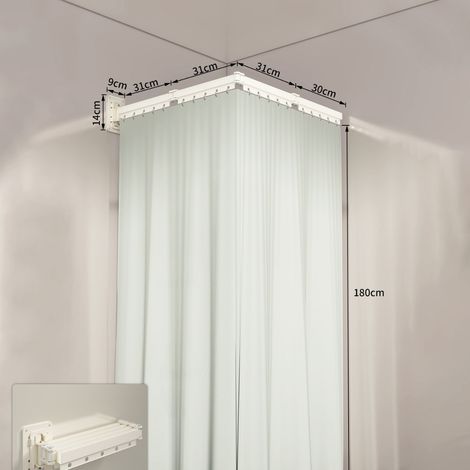 Rideau de douche pliant, étendoir à linge, tringle à rideau de douche pliable, anti-moisissure, imperméable, lavable,à fixation murale(4 plis)blanc (1/5)