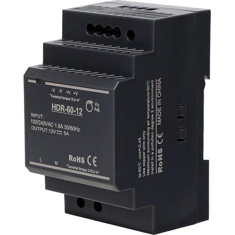 GDHZS-Transformateur d'alimentation Rail Din Alimentation modulaire industrielle Boîtes de distribution Instrumentation Transformateurs (12V 5A HDR-60-12) (1/5)