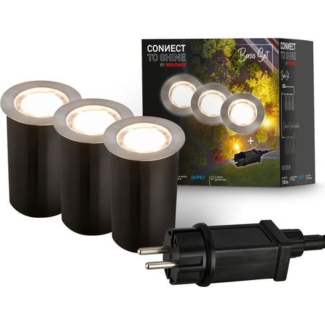 CONNECT TO SHINE Kit de d marrage Tilia avec lot de 3 spots LED encastrables au sol, IP67