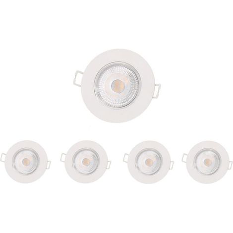 Spot LED Encastrable 5W IP65 Ø72mm Blanc - Pack de 5 / Blanc Chaud - SILUMEN