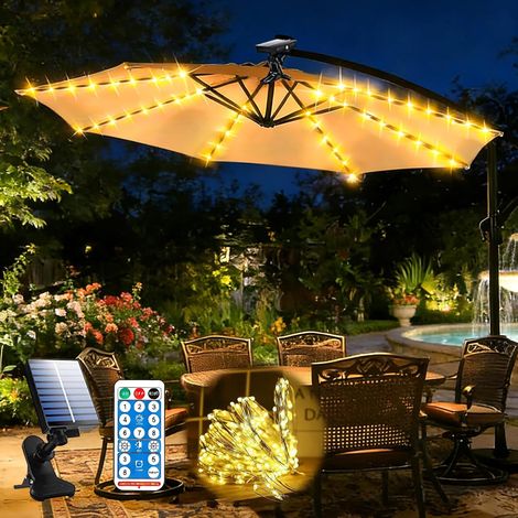 Solar Lights for Parasol, Solar Parasol Lights, Solar Lights for Patio Umbrella, 104 LEDs 8 Modes Lighting Parasol Lights with Remote Control for Outdoor Tent Camping (1/5)