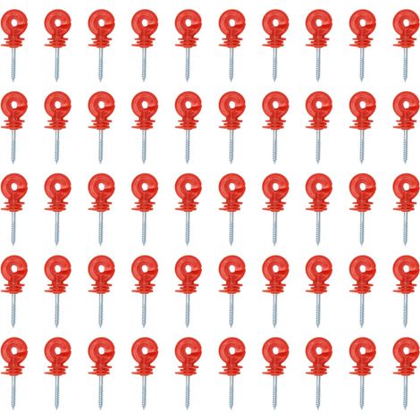 Isolateur De Clôture électrique Rouge 50PCS Isolateurs De Poteau De Clôture à L'épreuve de la Pluie Et du Soleil Plastique Et Acier Durables (1/5)