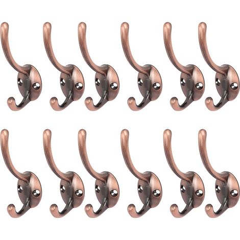 Badezimmer Schlafzimmer Legierung Doppelhaken Wand Kleiderbügel Kupfer Ton 100mm Lange 12 pièces (1/3)