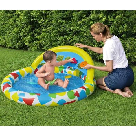 Trade Shop - PISCINA GONFIABILE PER BAMBINI SPLASH & LEARN 120X117X46CM 5 FORME SCHIUMA 52378 - (1/5)