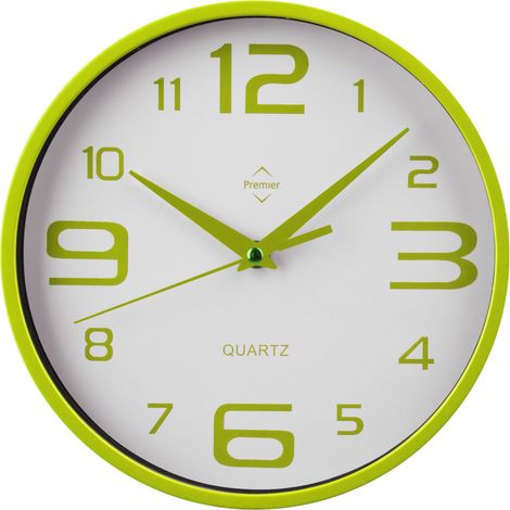 Premier Housewares Lime Green and White Plastic Wall Clock