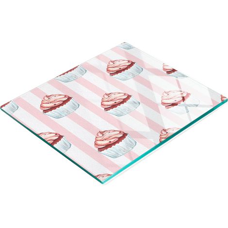 Tabla de cocina de vidrio templado con dise帽o decorativo de magdalenas, 60 x 52 cm. (1/5)