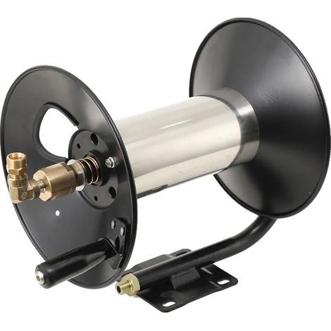 Enrouleur de tuyau de nettoyeur haute pression, diamètre 3/8", longueur 100 pieds, pression 4000 PSI, sortie à 90 degrés, construction en acier (1/5)