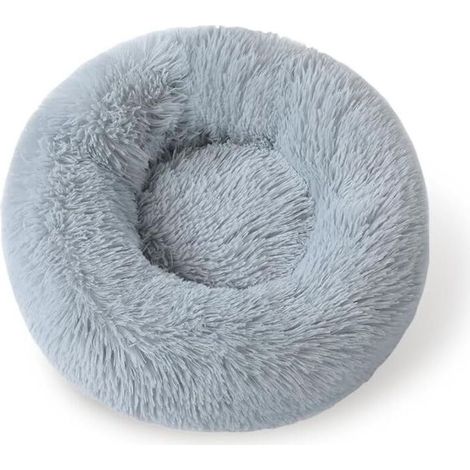 Panier Chat Moelleux Rond - Coussin Anti Stress Apaisant en Peluche,Donut Lit Confortable Lavable pour Chat Chien (40cm, Gris (1/4)