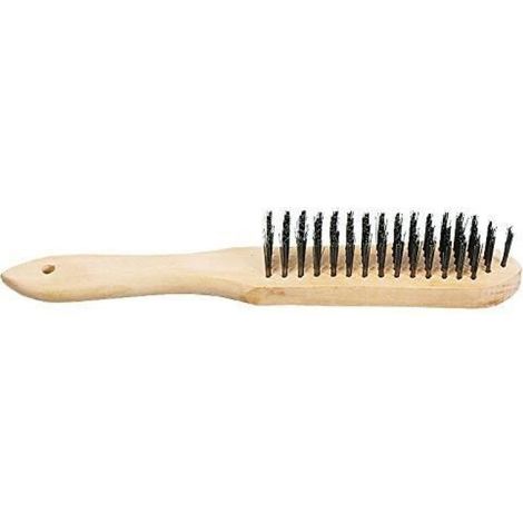 Brosse Métallique - 4 Rangs - Manche En Bois De Manguier - Pour Nettoyage Métal Et Surface Rugueuse - 1 Pièce (1/2)