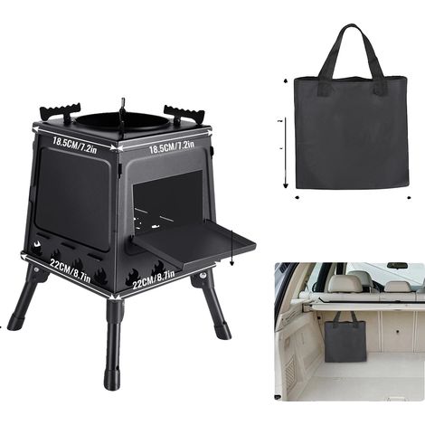 Campingkocher, tragbares Design, vielseitige Brennstoffoptionen, schwarz (1/2)