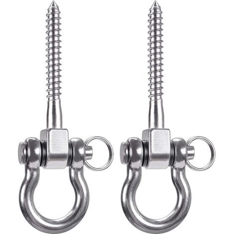 Lot de 2 supports de balançoire permanents antirouille en acier inoxydable 304 très résistants à 180°, capacité de 800 kg, pour aire de jeux, hamac, corde, pneu, chaise, sac de frappe, balançoire de p (1/5)