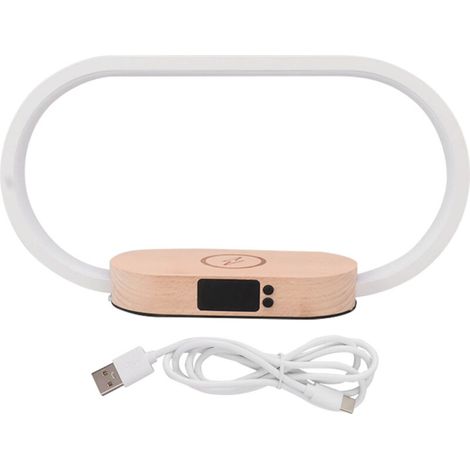 Lampe de chevet tactile ACKERMAN avec chargeur sans fil, réglable et fonction horloge, idéale pour lecture et étude, 270 lm, 10 W (1/5)