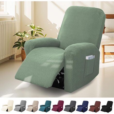 4-Teilig Sessel Überzug, 1-Sitzer Sesselschoner mit Taschen (1/5)
