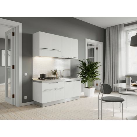cucina "woody" bianca elettrodomestici inclusi, 160x60x211 cm (1/2)