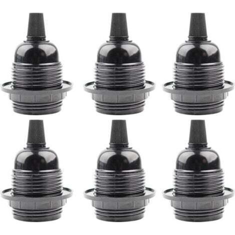 6pcs Douille E27 Noir,Douille E27 a Visser en Plastique,Abat-jour Bague Connecteur Adaptateur Base,Support de Lampe de Rechange,pour Lampe de Table,Lampadaire ou Plafonnier