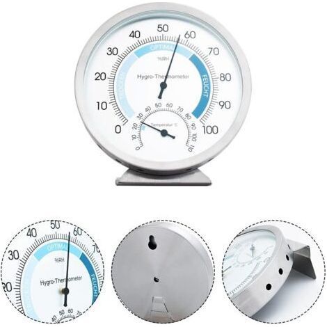 Thermomètre rond et hygromètre, thermomètre hygromètre avec support, station météo, thermomètre d'intérieur barométrique, mesure de pression simple et facile, de 0 ℃ à +100 ℃ (1/5)