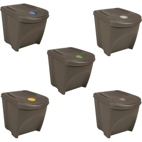 Maison Exclusive - Poubelles à ordures empilables 3 pcs Gris 75 L Polypropylène (1/5)