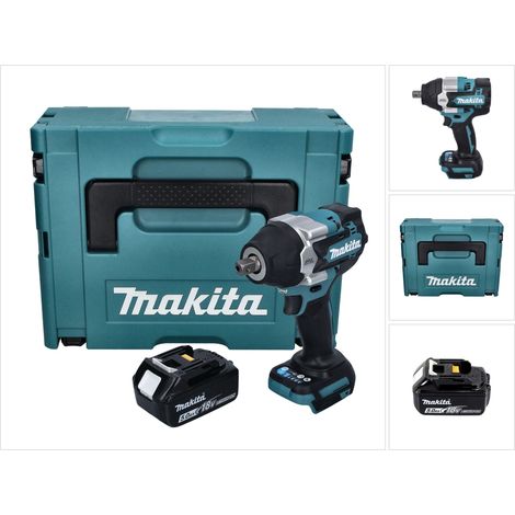 Llave de impacto sin cable Makita DTW 701 T1J 18 V 700 Nm 1/2" XPT Sin escobillas + 1x batería recargable 5,0 Ah + Makpac - sin cargador