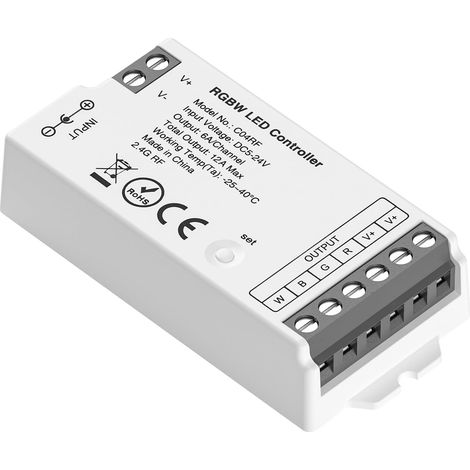 C04RF 2.4Ghz RGBW Contrôleur LED Support PWM 5050SMD FCOB Bande LED Ampoule Compatible avec RC03RF WR01RF Télécommande RF Fonctionne avec la passerelle Tuya (passerelle non incluse) (1/5)