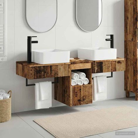 vidaXL Bathroom Cabinet Set 3 pcs Old Wood 136 x 35 x 80 cm (1/5)