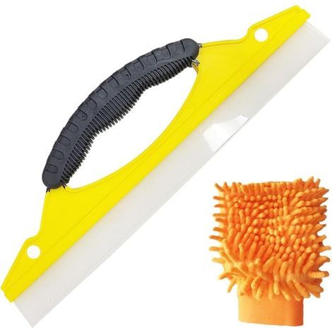 1 grattoir de pare-brise de voiture, 1 gant de nettoyage de voiture, outils de nettoyage de verre, grattoir de voiture antidérapant, grattoir de fenêtre de voiture, balai d'essuie-glace de rétroviseur (1/4)