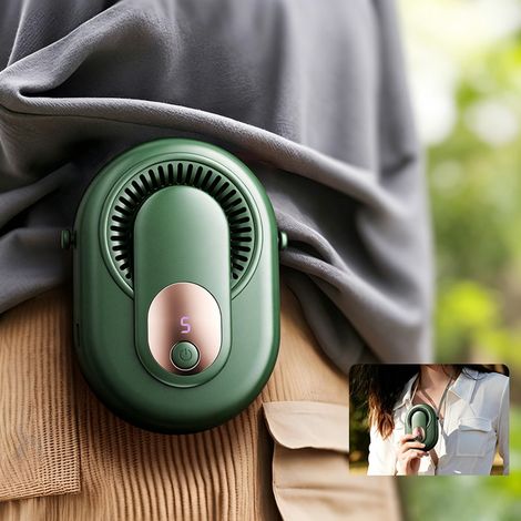 Ventilateur portable tour de cou et de taille – Batterie 3500mAh – 5 vitesses réglables – Ventilateur mains libres pour extérieur, camping et voyage (1/5)