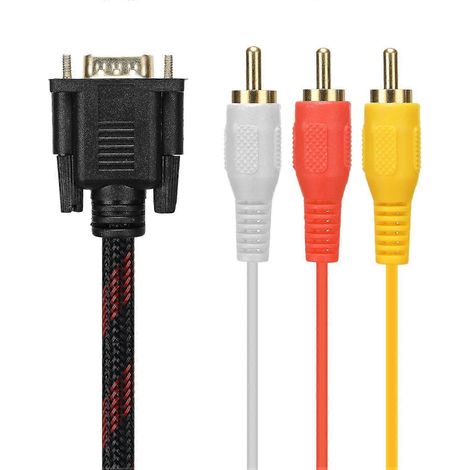 Câble adaptateur RCA, câble audio RCA, câble VGA vers AV, adaptateur audio/vidéo 15 broches vers 3 RCA pour l'édition 0724 (1/5)