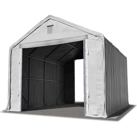 Lagerhalle Lagerzelt 6 x 12 m / Seitenhöhe 4m in grau Industriezelt mit feuersicherer PRIMEtex PVC Plane 2300 N