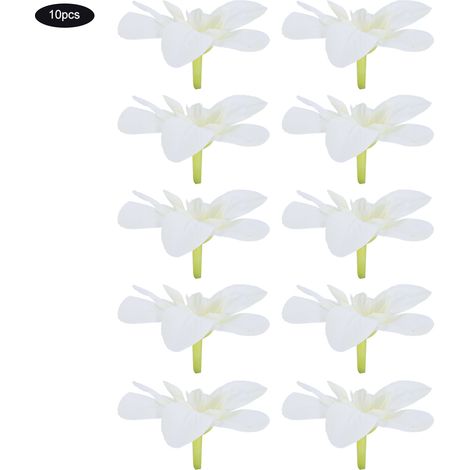 10 künstliche Orchideenblüten für Hochzeitsdekorationen, milchweißer Brautkranz (1/5)