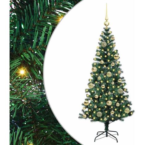 Sapin de Noël，Arbre de Noël artificiel pré-éclairé Vert 120 cm PVC et métal CFW84976 (1/5)