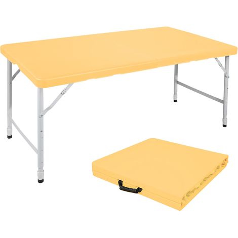 Table pliante réglable 125 cm en acier et plastique rose (1/5)