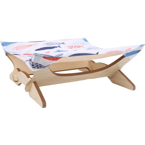 Hamac suspendu pour chat, avec cadre en bois durable et démontable, idéal pour les chatons et les chiots. (1/5)