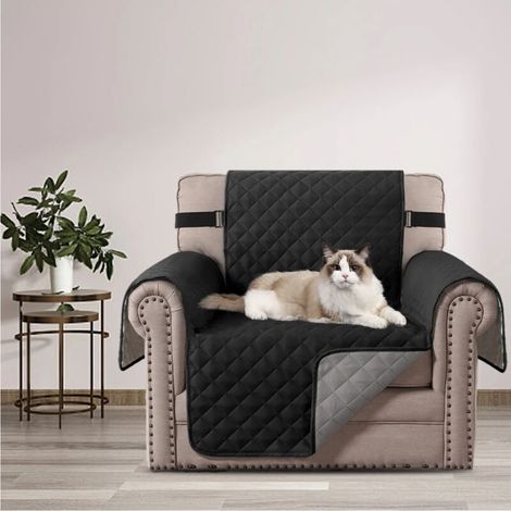 Housse de canapé imperméable en polyester, noir uni, élastique, imperméable, antidérapante, antitache, coussin de canapé pour animaux (1/3)