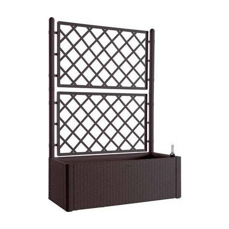 STEFANPLAST BAC A FLEURS RECTANGULAIRE NATURAL DELUX AVEC TREILLIS - 100X43XH142CM - 90 + 6,5L DANS LA RÉSERVE - MOKA