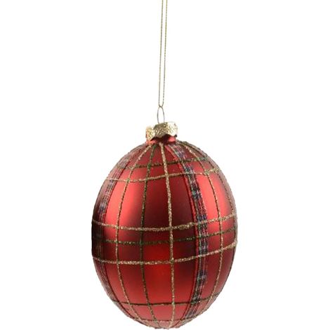 Pallina natalizia in vetro tartan per albero di Natale Ø 10 cm (1/2)