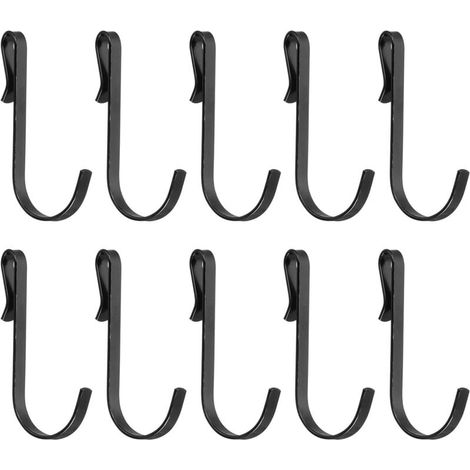 Sollbry 20Pcs Crochets en Forme de J, Crochet de Rangement en Fil Métallique, Crochets à Clipser Convient pour des Diamètres de 1 à 3 Mm pour Suspendre, Sécher, Noir (1/3)
