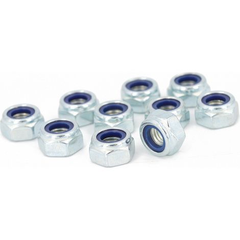 Lot de 10 - Écrou frein hexagonal M10,nylon DIN 985 classe 8 z (1/2)