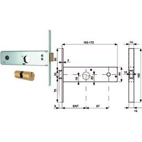 2PZ SERRATURA INFILARE FASCE CATENACCIO 2 MANDATE SCROCCO MM.44 H 803 MM.70