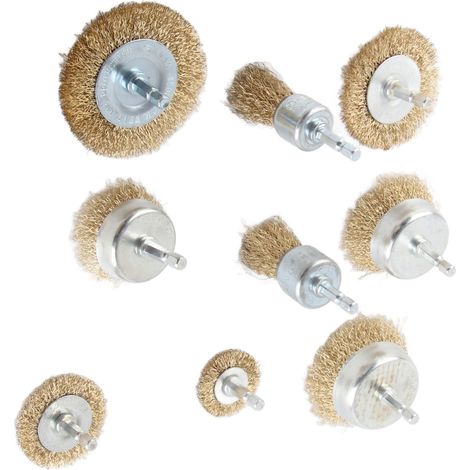 9-teiliges Drahtbürsten-Set für Bohrmaschinen, Schleifscheiben und Schneidwerkzeuge für Holz und Metall, Zubehör für 1/4"-Sechskantschaft