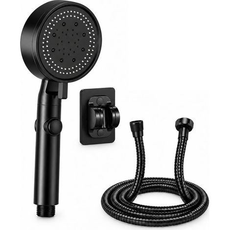 Pommeau de Douche Haute Pression, 5 Modes avec Tuyau Inox 1,5 m, Pommeau de Douche Anti Calcaire, Douchette Douche Salle de Bain, Fonction Stop Eau, Buses en Silicone, Jet Pluie et Massage (1/5)