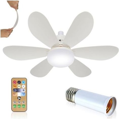 Leiser 52-cm-Deckenventilator mit Licht und Fernbedienung, 40-W-Deckenventilatorlampe mit E27-Fassung, 3 Geschwindigkeitsstufen, 3 Farben, dimmbar, 6 Flügel für Schlafzimmer, Wohnzimmer, Küche (52 cm, (1/4)