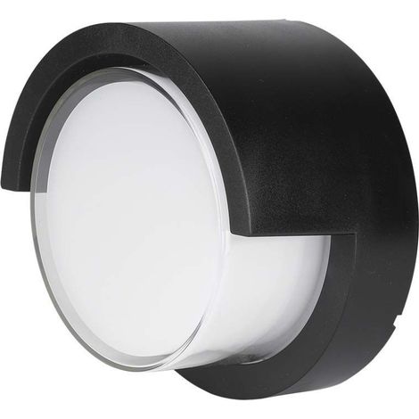 Aplique LED redondo V-TAC de 7 W con difusor semicubierto, negro, blanco cálido, IP65