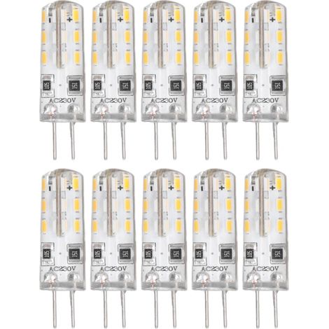 10 Ampoules LED G4 1.5W Blanc Chaud 3000K 110LM AC220V Base Bi-Broche Silicone Éclairage Paysage (1/4)