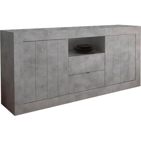 Buffet 2 puertas batientes 2 cajones de madera, color hormigón, colección URBAN (1/4)