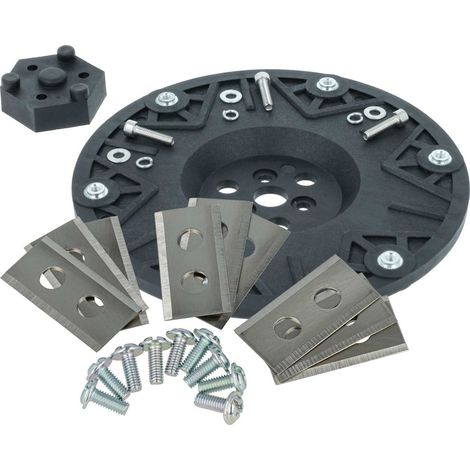 vhbw Kit d'accessoires compatible avec Worx Landroid M700, M700Plus tondeuse à gazon - 9x lame + vis, 1x disque porte-lame, noir / argenté