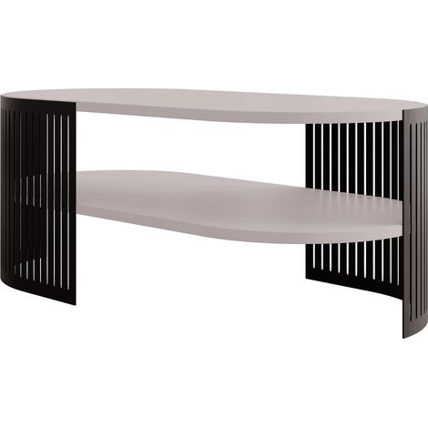 Mesa de centro Civer VI, Negro + Cachemira, 40x50x100cm, Diámetro: 0, Aglomerado laminado, Ovalada