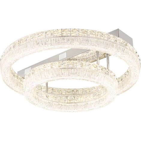Plafonnier lampe de salon lampe de plafond chromée télécommande dimmable H 23 cm LED